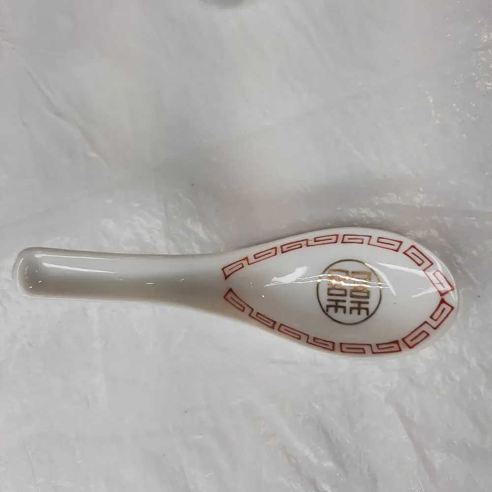 5 Porcelain ASIAN Chinese Soup Tasting Spoons Miso Pho Ramen